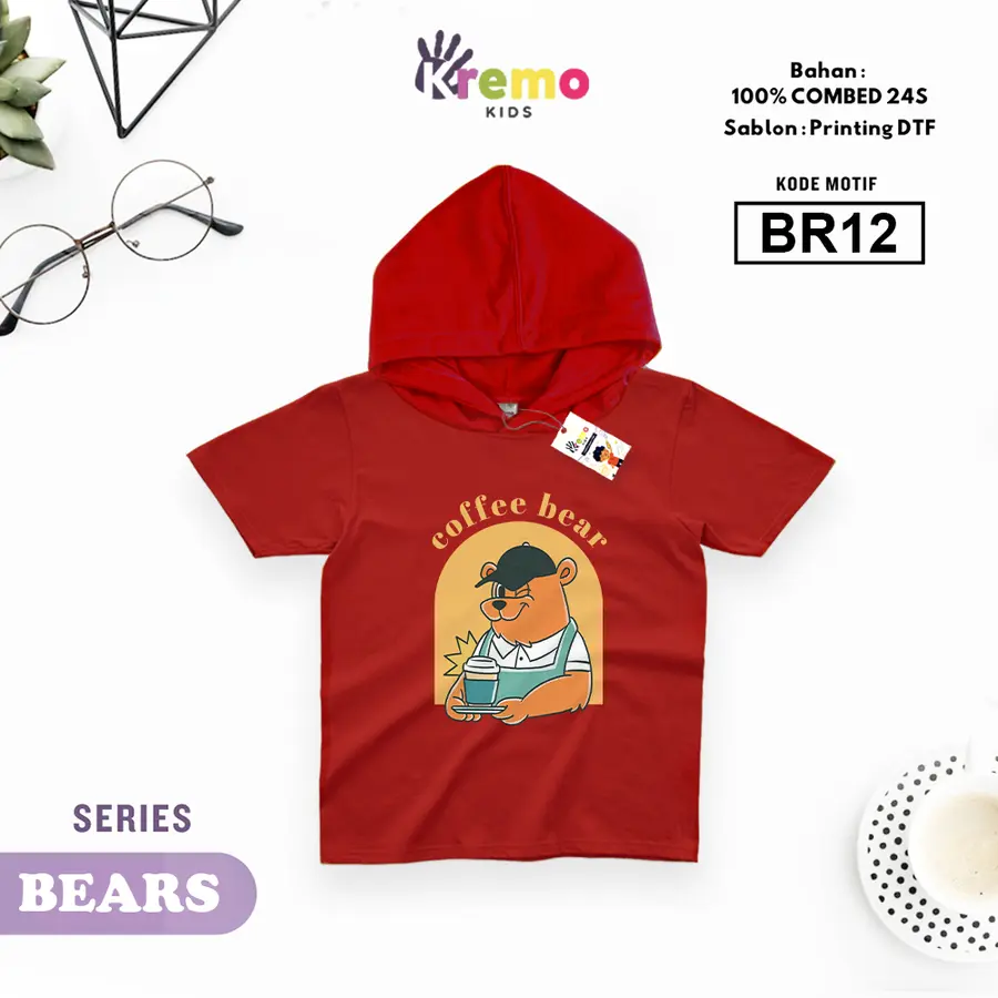 BR12 - Hoodie Kids Combed 24s Pendek [Varian: S (3-4 y) / Biru]