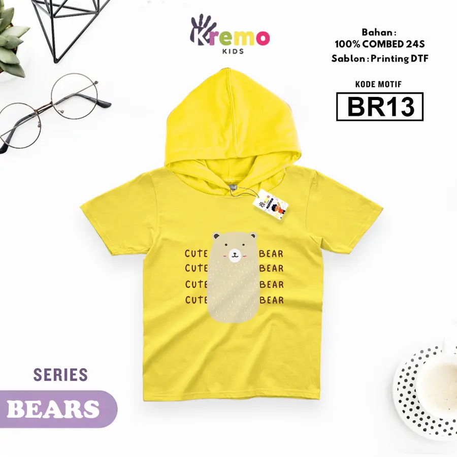 BR13 - Hoodie Kids Combed 24s Pendek [Varian: S (3-4 y) / Biru]