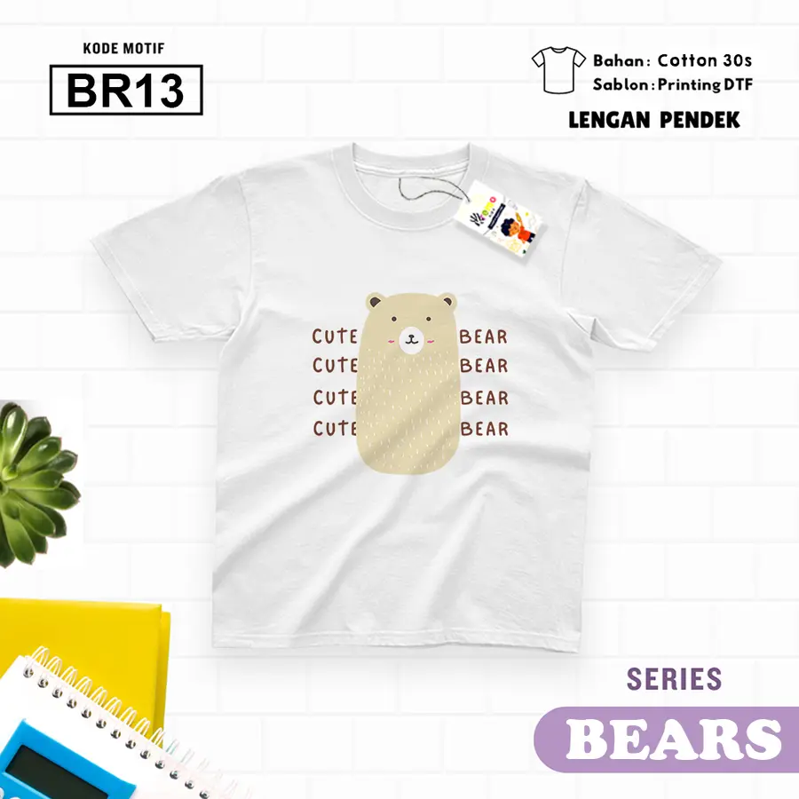 BR13 - Kaos Anak Lengan Pendek Cotton 30s Pendek [Varian: S Kids (1-2 y) / Biru Turkish]