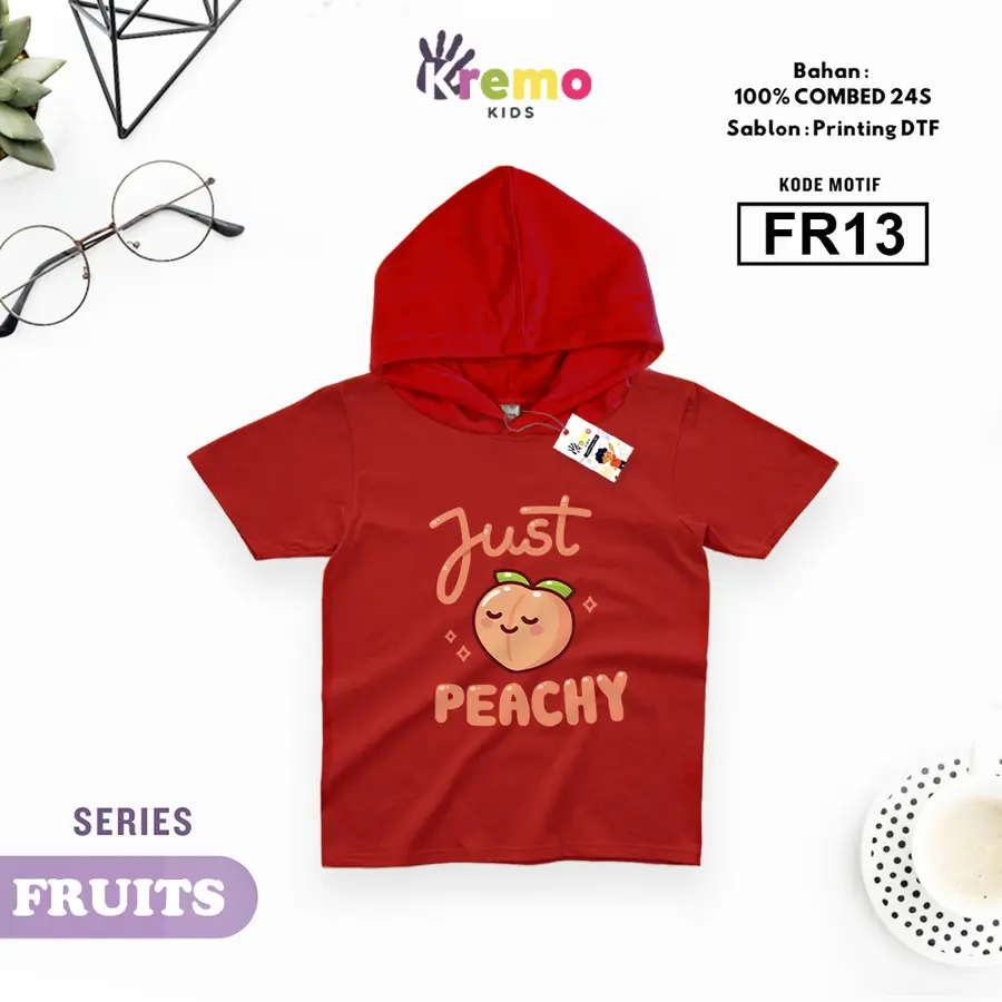 FR13 - Hoodie Kids Combed 24s Pendek [Varian: S (3-4 y) / Biru]