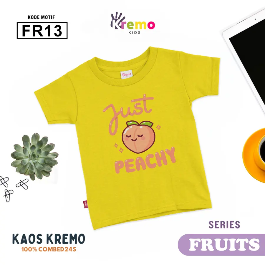 FR13 - Kaos Kids Combed 24s Pendek [Varian: S (3-4 y) / Biru]