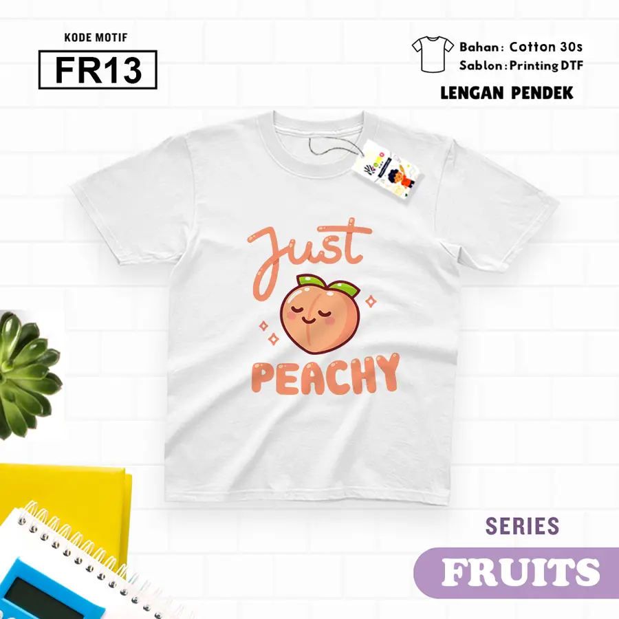 FR13 - Kaos Kids/Junior Cotton 30s Pendek [Varian: S Kids (1-2 y) / Biru Turkish]