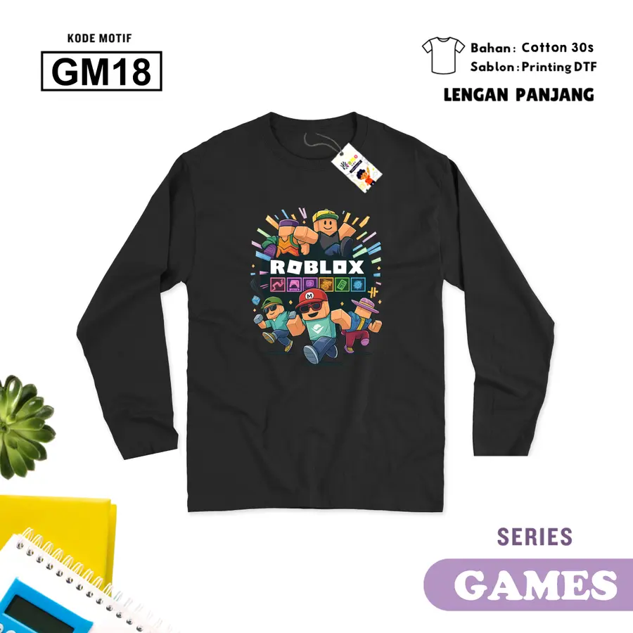 GM18 - Kaos Kids/Junior Cotton 30s Panjang [Varian: S Kids (1-2 y) / Biru Turkish]