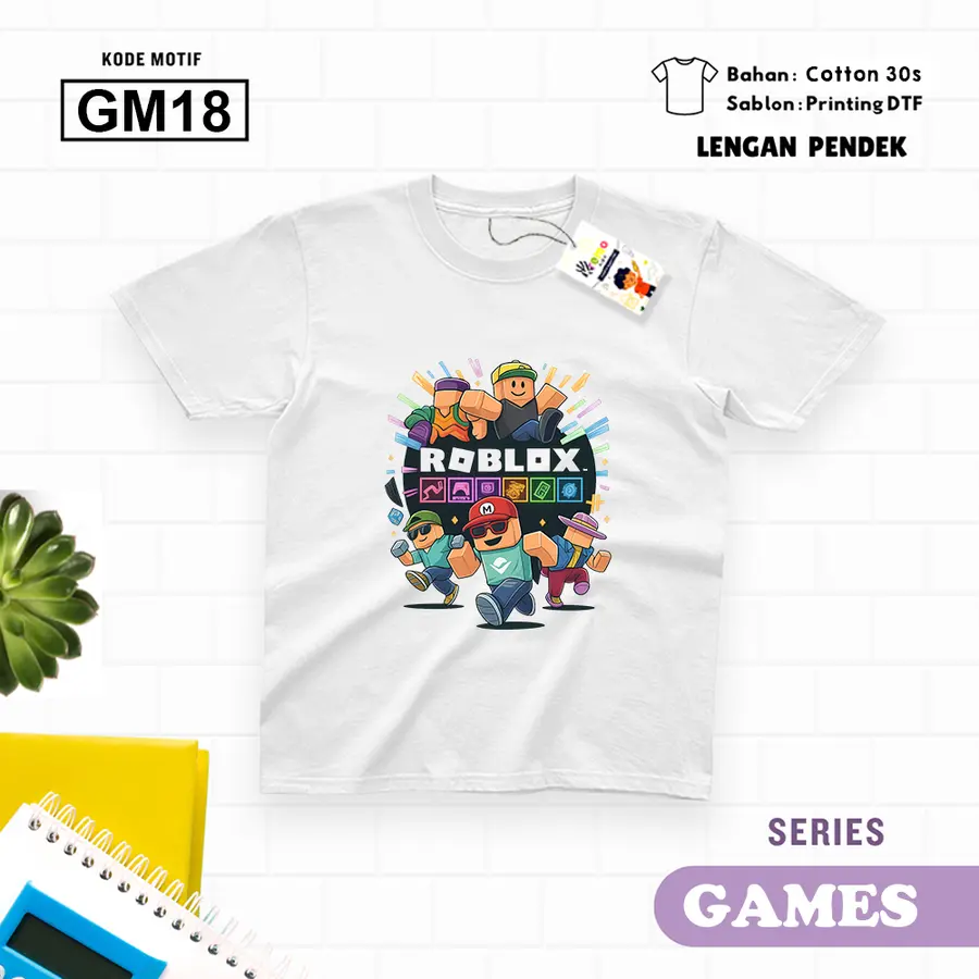 GM18 - Kaos Kids/Junior Cotton 30s Pendek [Varian: S Kids (1-2 y) / Biru Turkish]