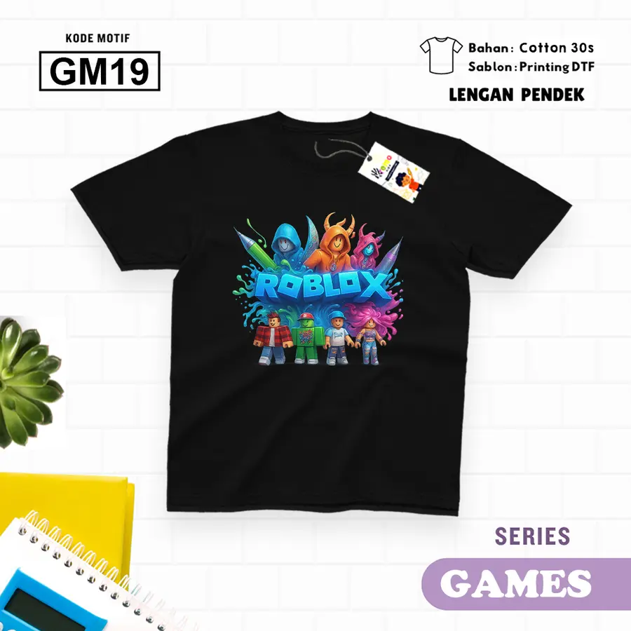 GM19 - Kaos Dewasa Cotton 30s Pendek [Varian: M / Biru Turkish]