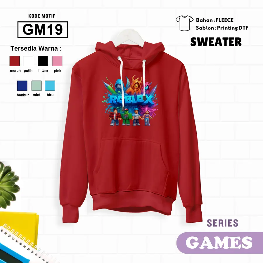 GM19 - Sweater Kids Fleece Panjang [Varian: L (5-6 y) / Biru]