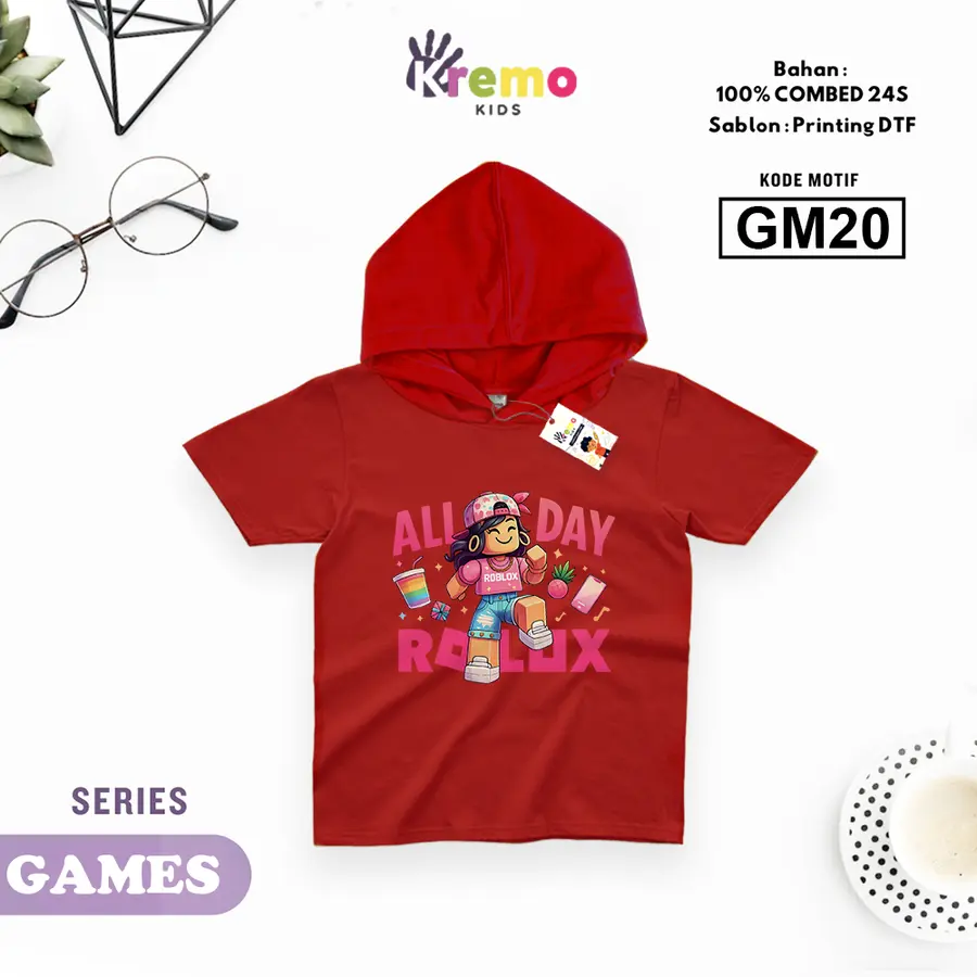 GM20 - Hoodie Kids Combed 24s Pendek [Varian: S (3-4 y) / Biru]