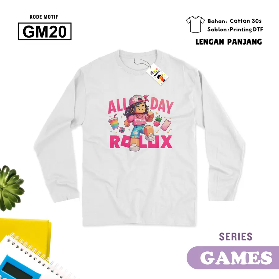 GM20 - Kaos Kids/Junior Cotton 30s Panjang [Varian: S Kids (1-2 y) / Biru Turkish]