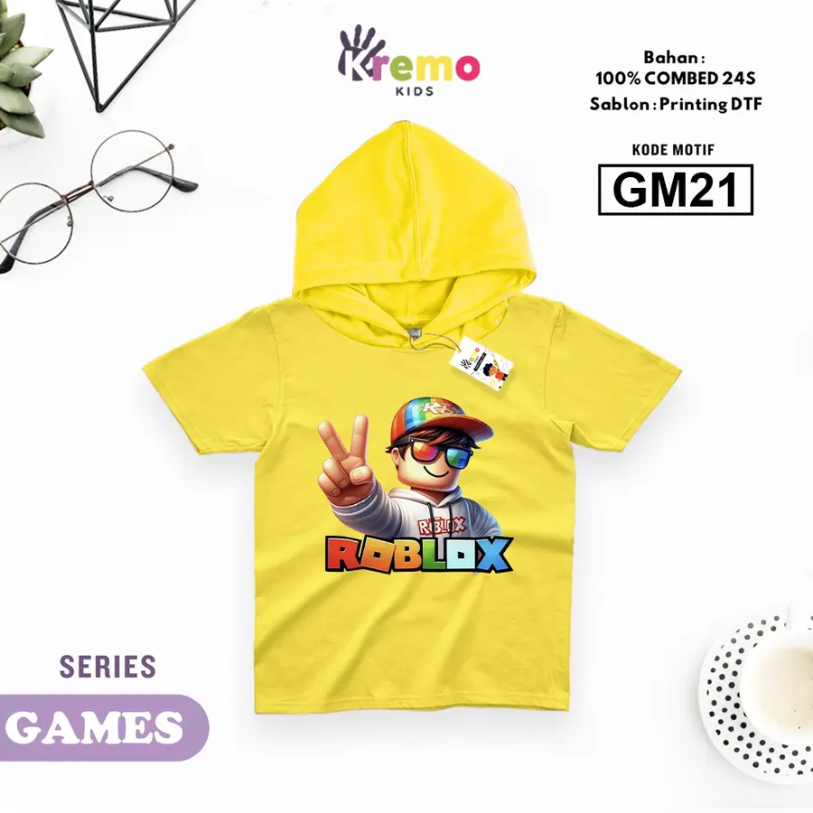GM21 - Hoodie Kids Combed 24s Pendek [Varian: S (3-4 y) / Biru]