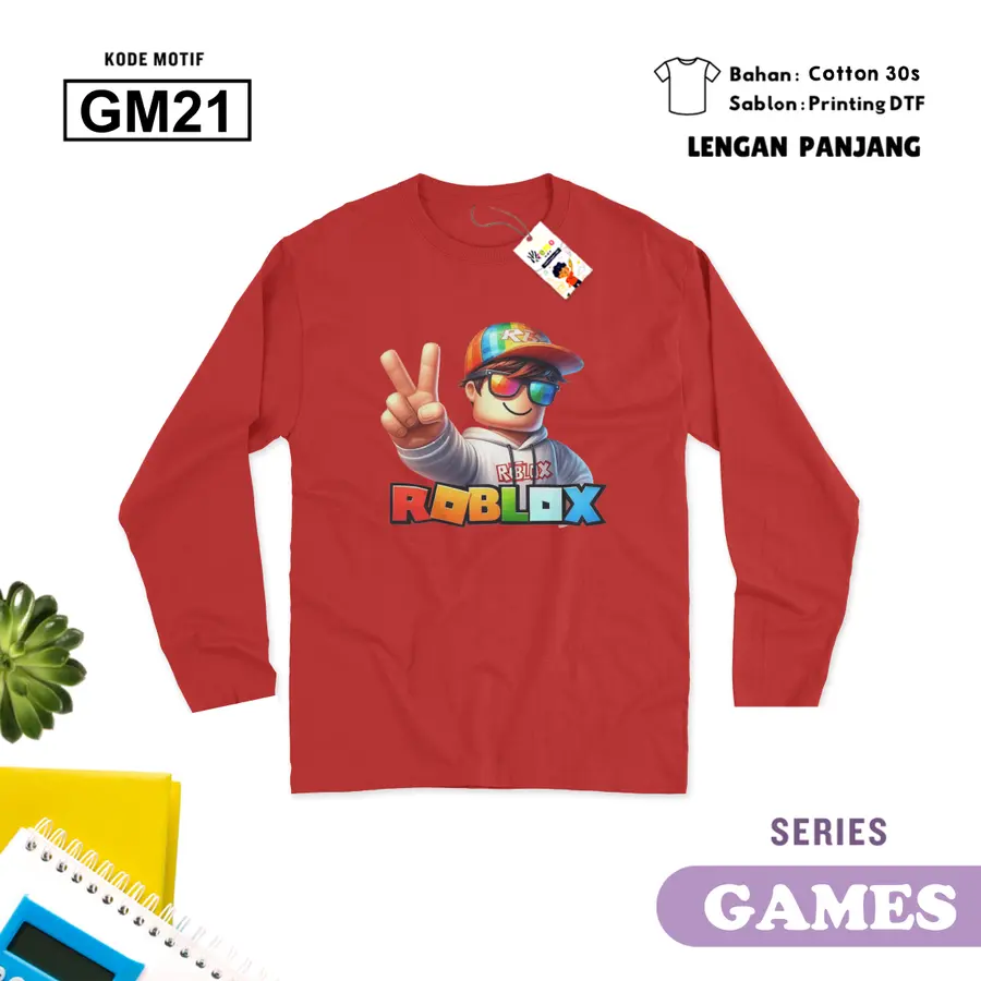 GM21 - Kaos Dewasa Cotton 30s Panjang [Varian: M / Hitam]