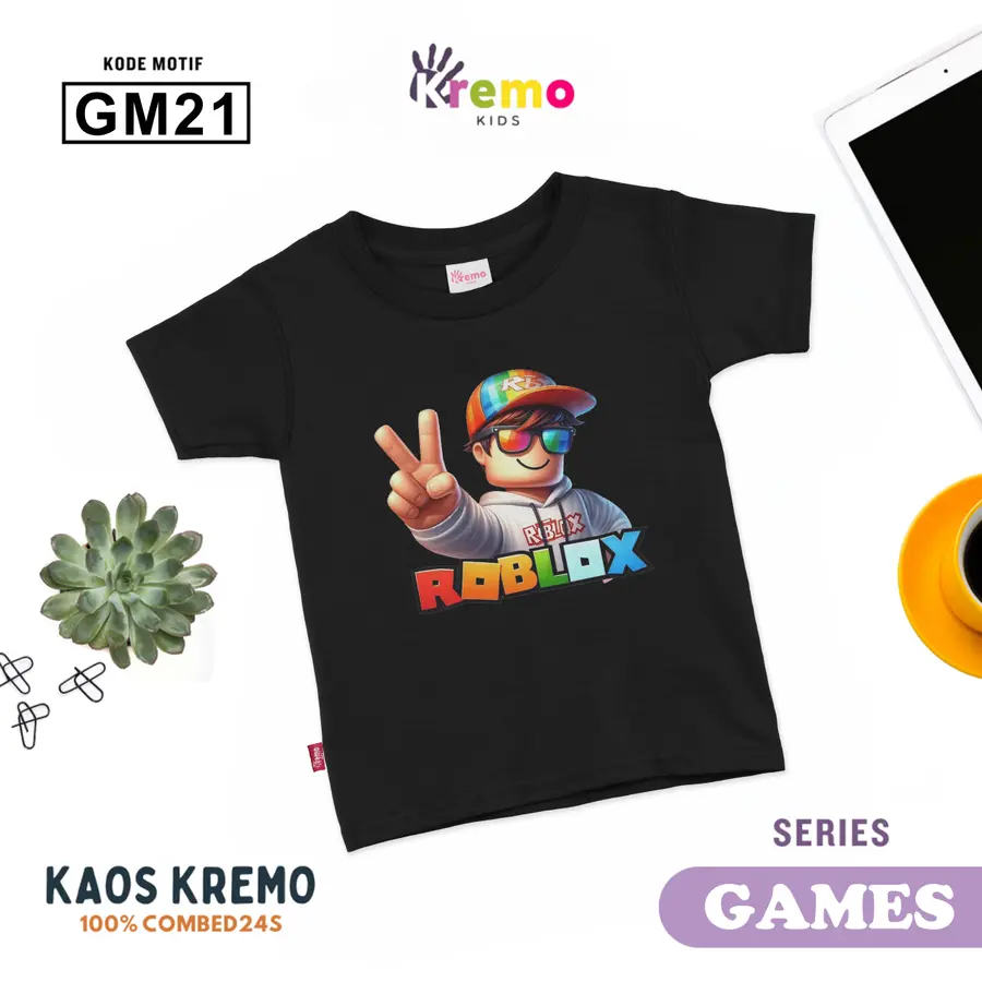 GM21 - Kaos Kids Combed 24s Pendek [Varian: S (3-4 y) / Biru]