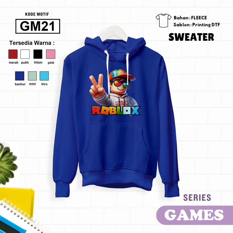GM21 - Sweater Kids Fleece Panjang [Varian: L (5-6 y) / Biru]
