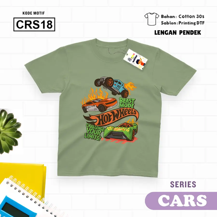 CRS18- Kaos Kids/Junior Cotton 30s Pendek [Varian: S Kids (1-2 y) / Biru Turkish]