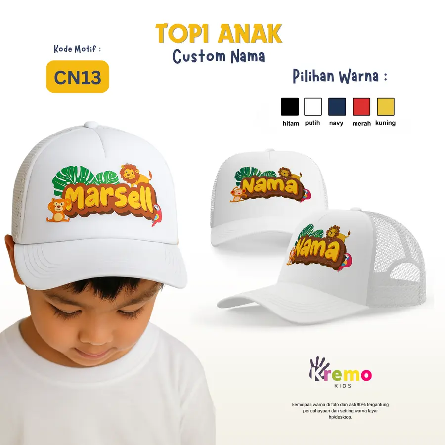 CN13 - Topi (CUSTOM NAMA) [Varian: Hitam]