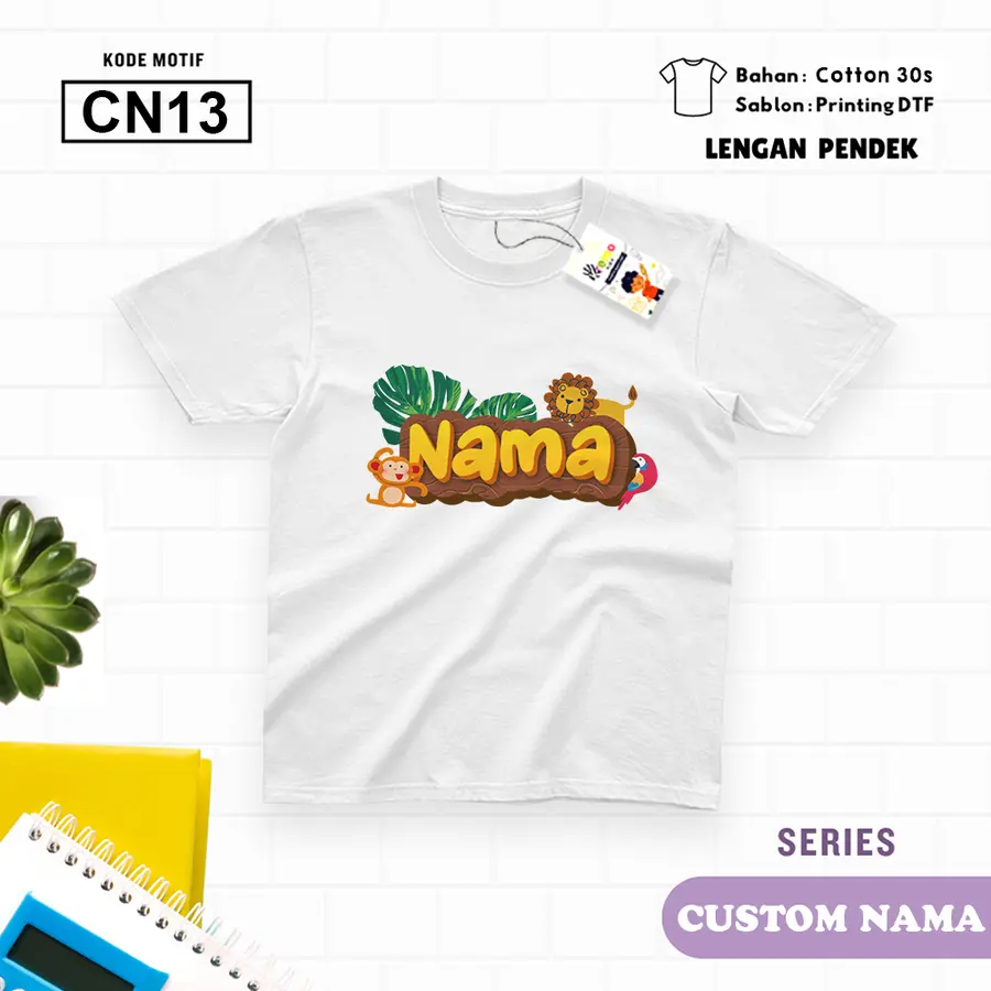 CN13 - Kaos Dewasa Cotton 30s Pendek (CUSTOM NAMA) [Varian: M / Biru Turkish]