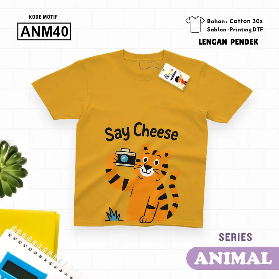 ANM40 - Kaos Kids/Junior Cotton 30s Pendek [Varian: S Kids (1-2 y) / Biru Turkish]