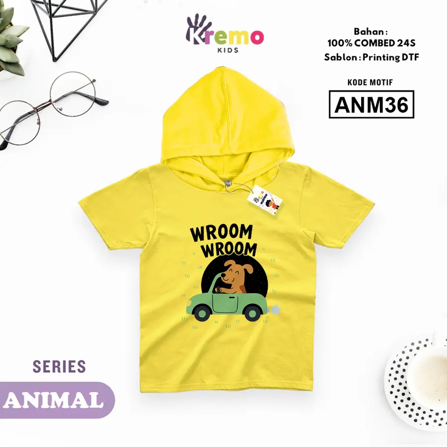ANM36 - Hoodie Kids Combed 24s Pendek [Varian: S (3-4 y) / Biru]