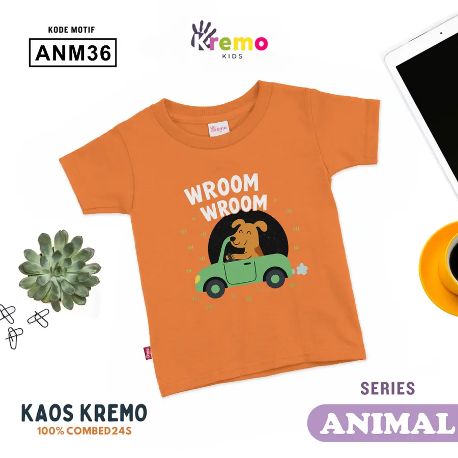 ANM36- Kaos Kids Combed 24s Pendek [Varian: S (3-4 y) / Biru]