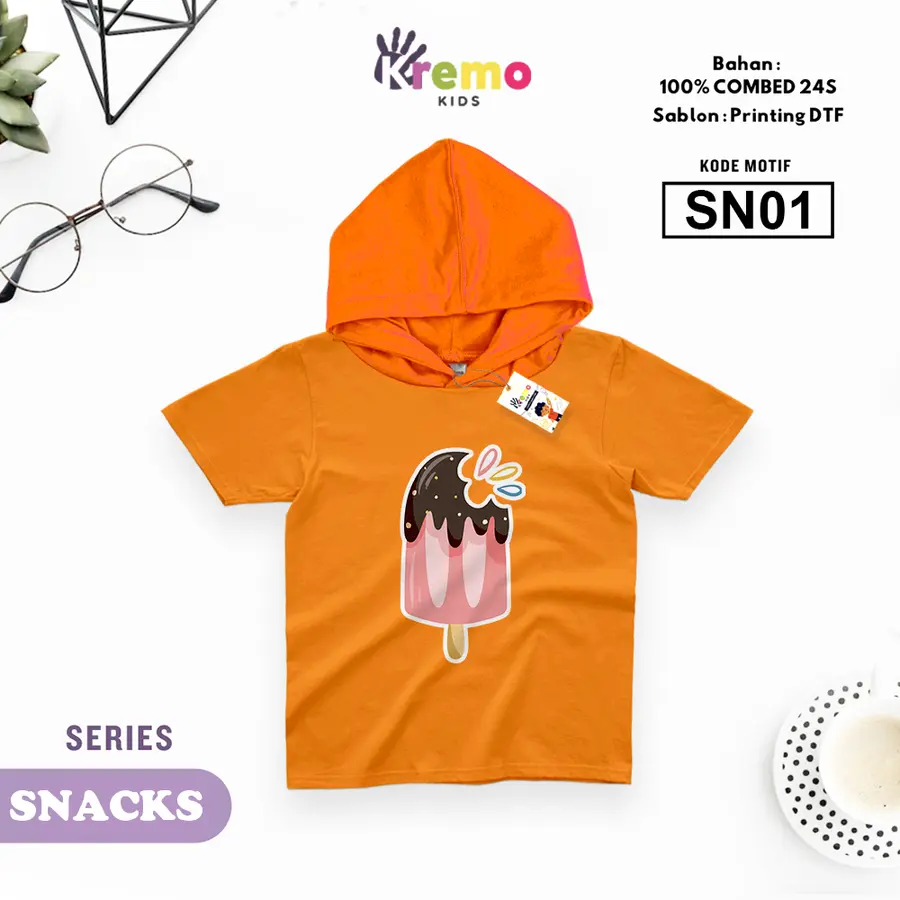 SN01 - Hoodie Kids Combed 24s Pendek [Varian: S (3-4 y) / Biru]