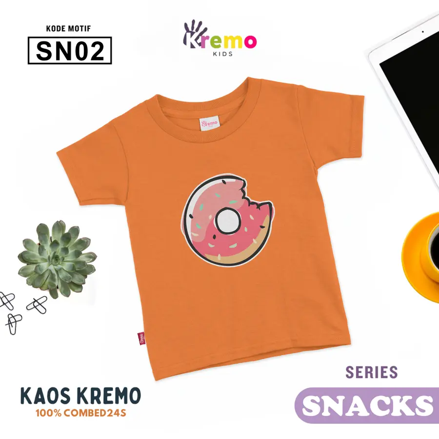SN02 - Kaos Kids Combed 24s Pendek [Varian: S (3-4 y) / Biru]