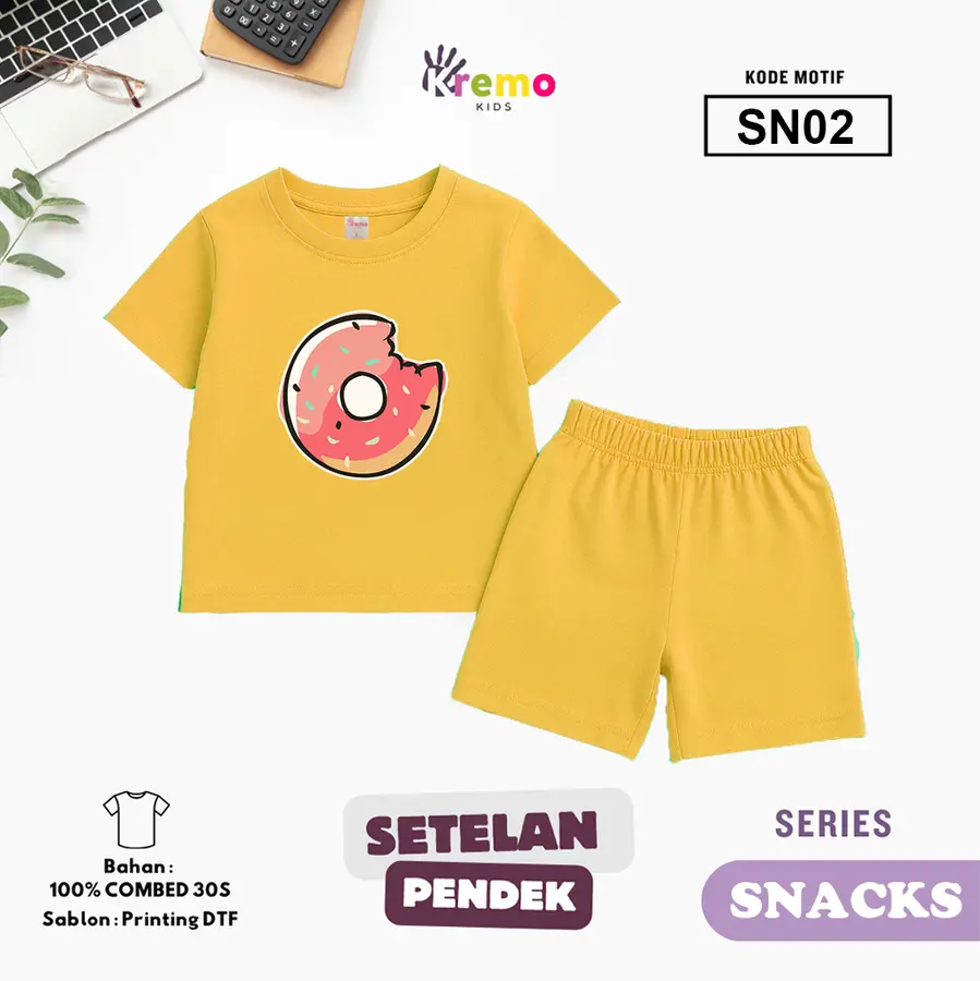 SN02 - Setelan Kids Combed 30s Pendek [Varian: S (3-4 y) / Army]