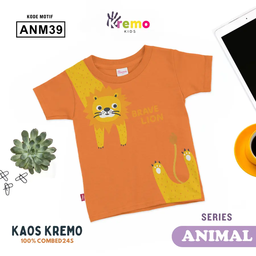 ANM39 - Kaos Kids Combed 24s Pendek [Varian: S (3-4 y) / Biru]