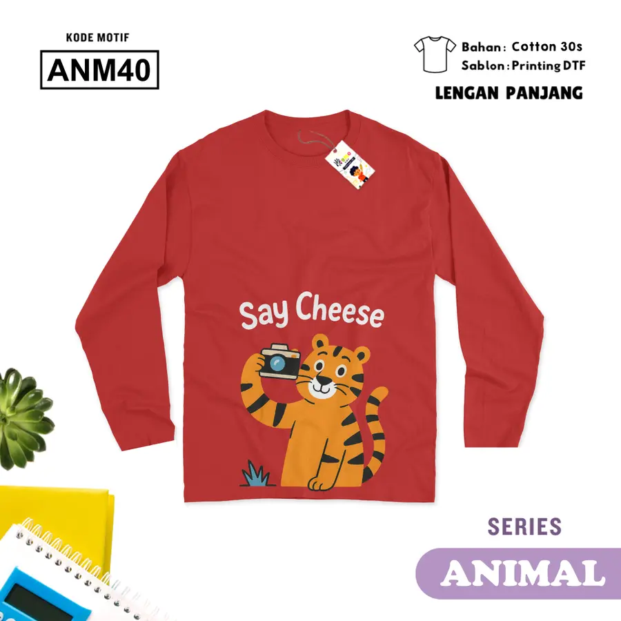ANM40 - Kaos Dewasa Cotton 30s Panjang [Varian: M / Hitam]