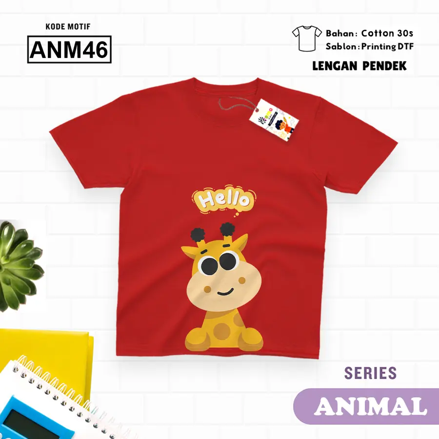ANM46 - Kaos Kids/Junior Cotton 30s Pendek [Varian: S Kids (1-2 y) / Biru Turkish]