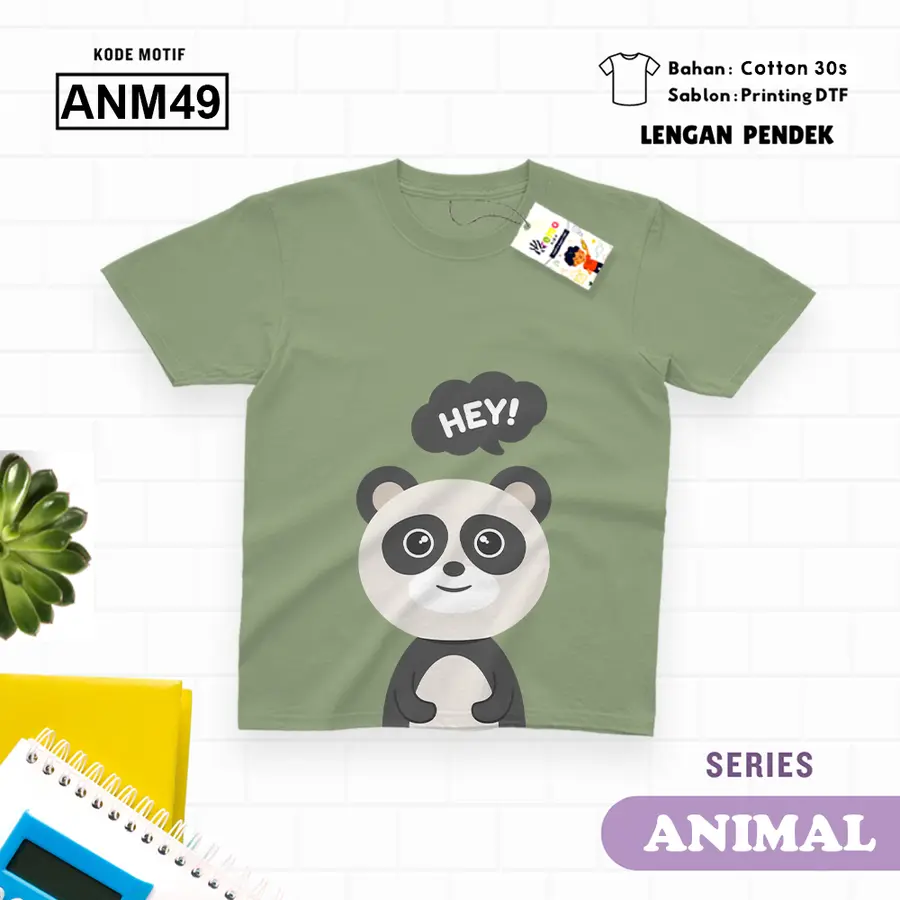 ANM49 - Kaos Kids/Junior Cotton 30s Pendek [Varian: S Kids (1-2 y) / Biru Turkish]