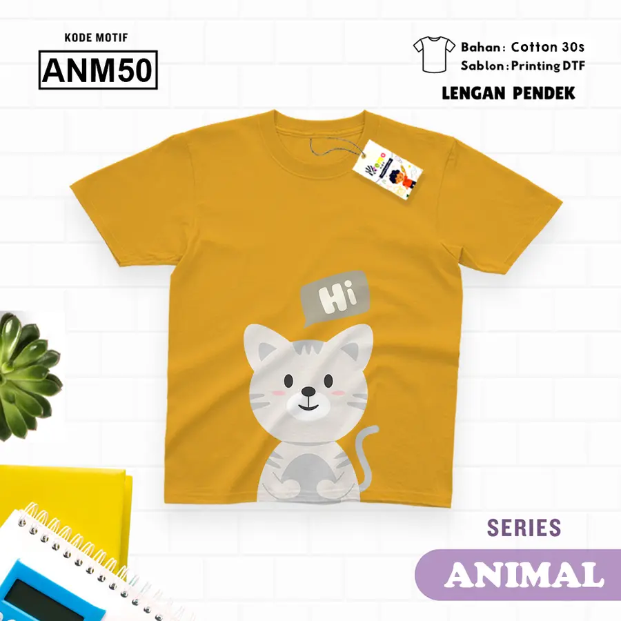 ANM50 - Kaos Kids/Junior Cotton 30s Pendek [Varian: S Kids (1-2 y) / Biru Turkish]