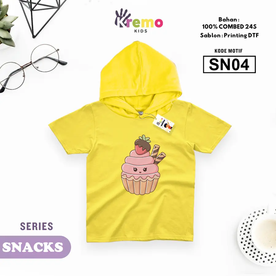 SN04 - Hoodie Kids Combed 24s Pendek [Varian: S (3-4 y) / Biru]
