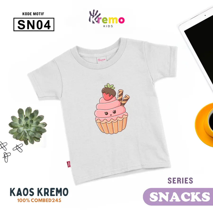 SN04 - Kaos Kids Combed 24s Pendek [Varian: S (3-4 y) / Biru]