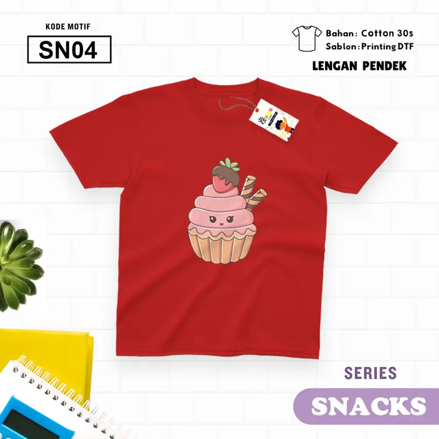 SN04 - Kaos Kids/Junior Cotton 30s Pendek [Varian: S Kids (1-2 y) / Biru Turkish]