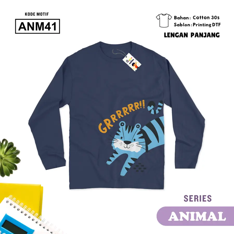 ANM41 - Kaos Dewasa Cotton 30s Panjang [Varian: M / Hitam]