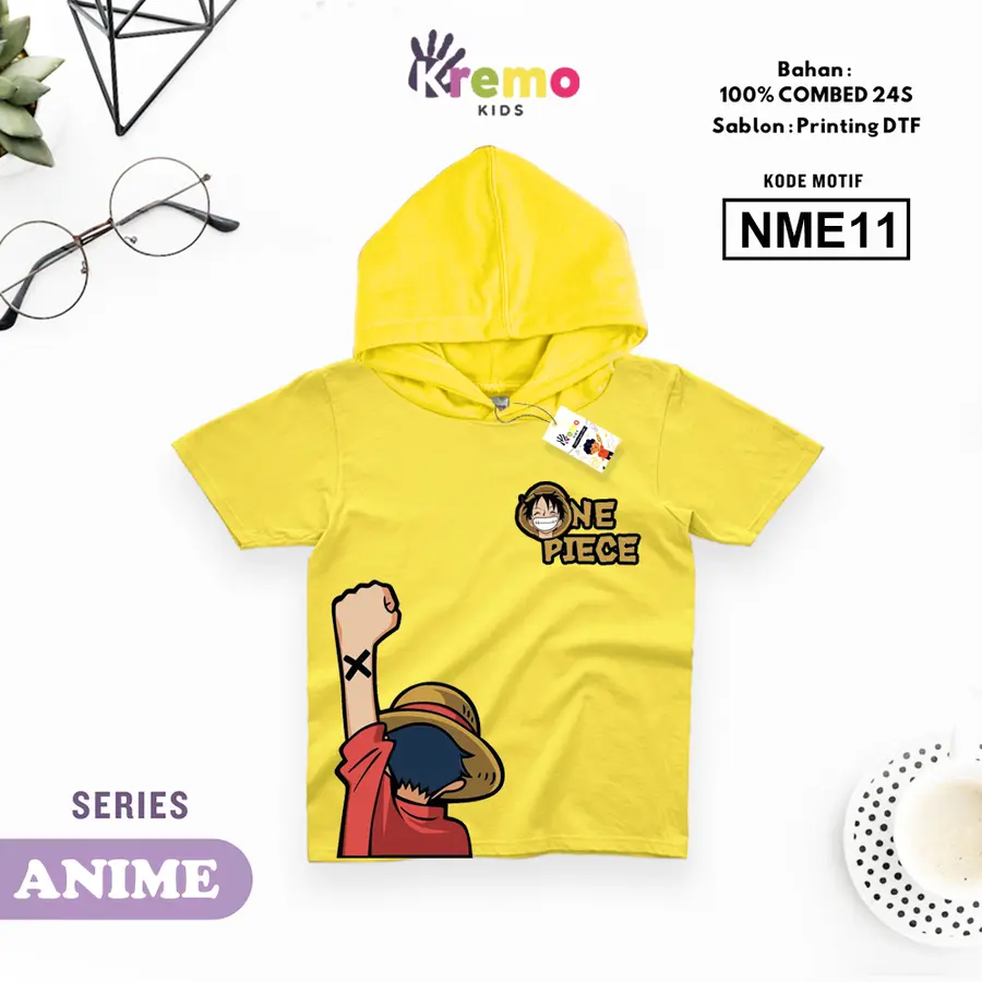NME11 - Hoodie Kids Combed 24s Pendek [Varian: S (3-4 y) / Biru]