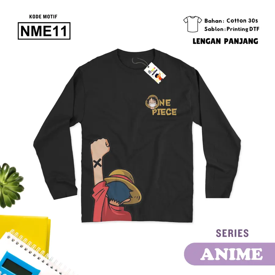 NME11 - Kaos Dewasa Cotton 30s Panjang [Varian: M / Hitam]