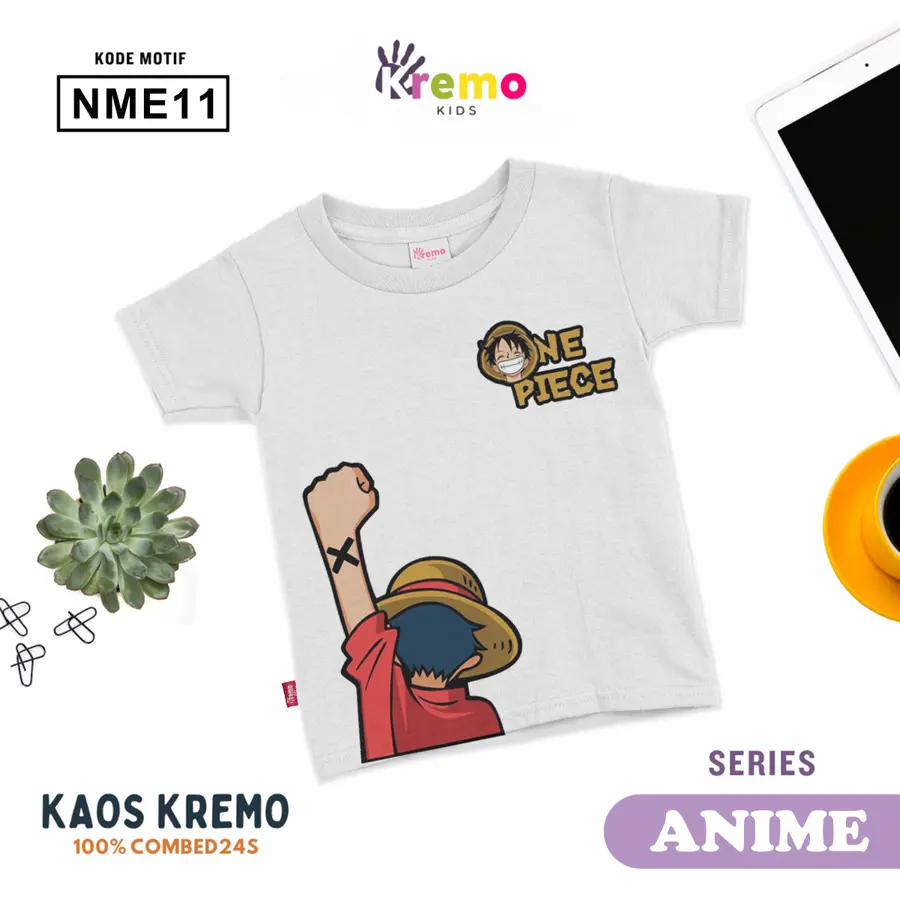 NME11 - Kaos Kids Combed 24s Pendek [Varian: S (3-4 y) / Biru]