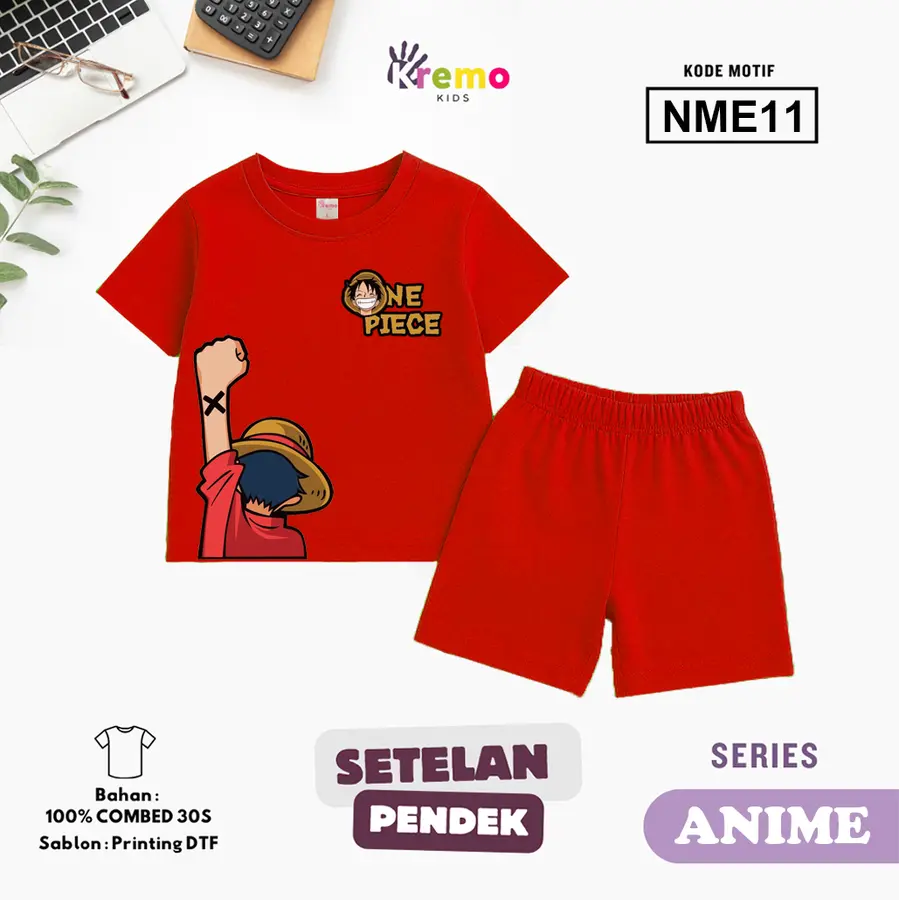 NME11 - Setelan Kids Combed 30s Pendek [Varian: S (3-4 y) / Army]