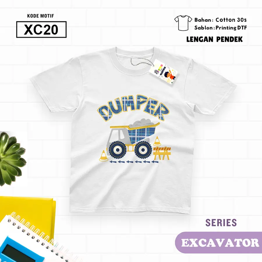 XC20 - Kaos Kids/Junior Cotton 30s Pendek [Varian: S Kids (1-2 y) / Biru Turkish]