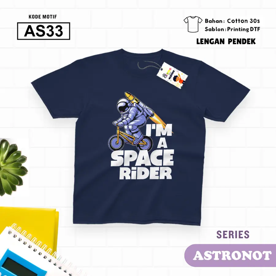 AS33 - Kaos Kids/Junior Cotton 30s Pendek [Varian: S Kids (1-2 y) / Biru Turkish]