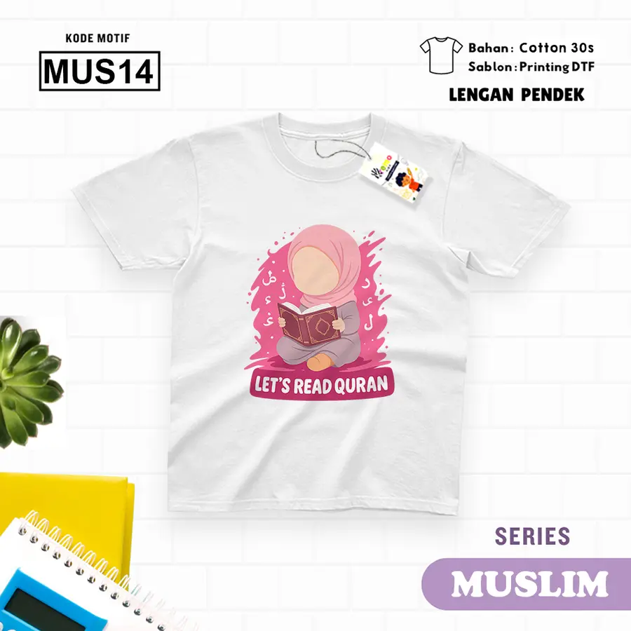 MUS14 - Kaos Dewasa Cotton 30s Pendek [Varian: M / Biru Turkish]