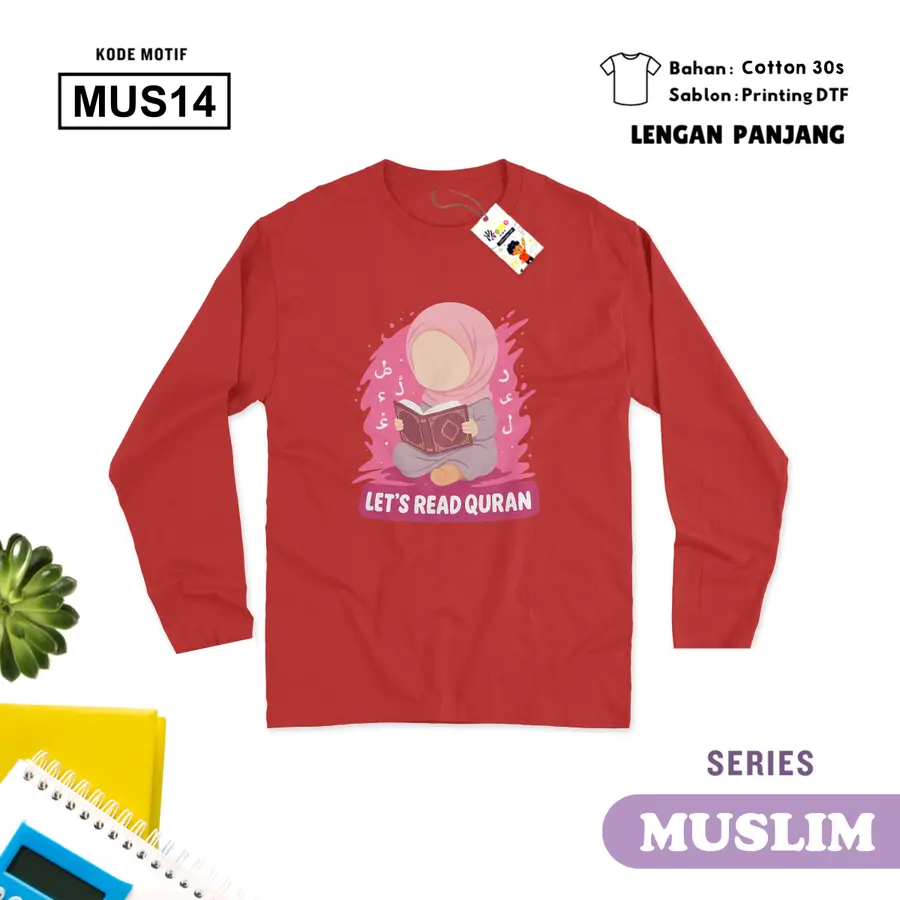 MUS14 - Kaos Kids/Junior Cotton 30s Panjang [Varian: S Kids (1-2 y) / Biru Turkish]