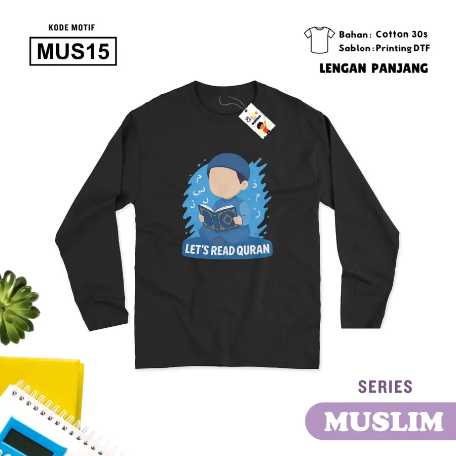 MUS15 - Kaos Kids/Junior Cotton 30s Panjang [Varian: S Kids (1-2 y) / Biru Turkish]