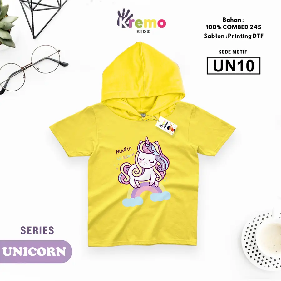 UN10 - Hoodie Kids Combed 24s Pendek [Varian: S (3-4 y) / Biru]