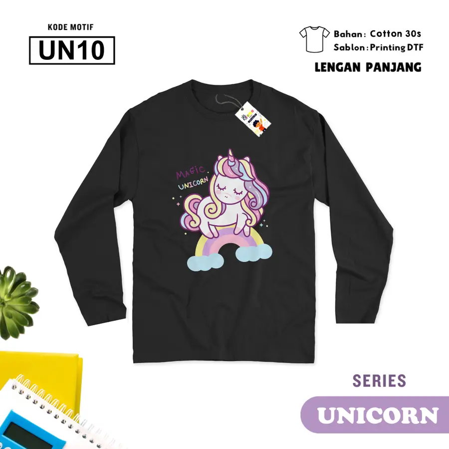 UN10 - Kaos Dewasa Cotton 30s Panjang [Varian: M / Hitam]