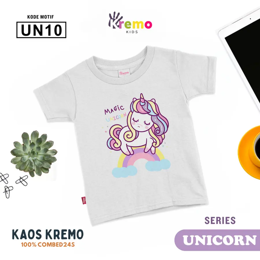 UN10 - Kaos Kids Combed 24s Pendek [Varian: S (3-4 y) / Biru]