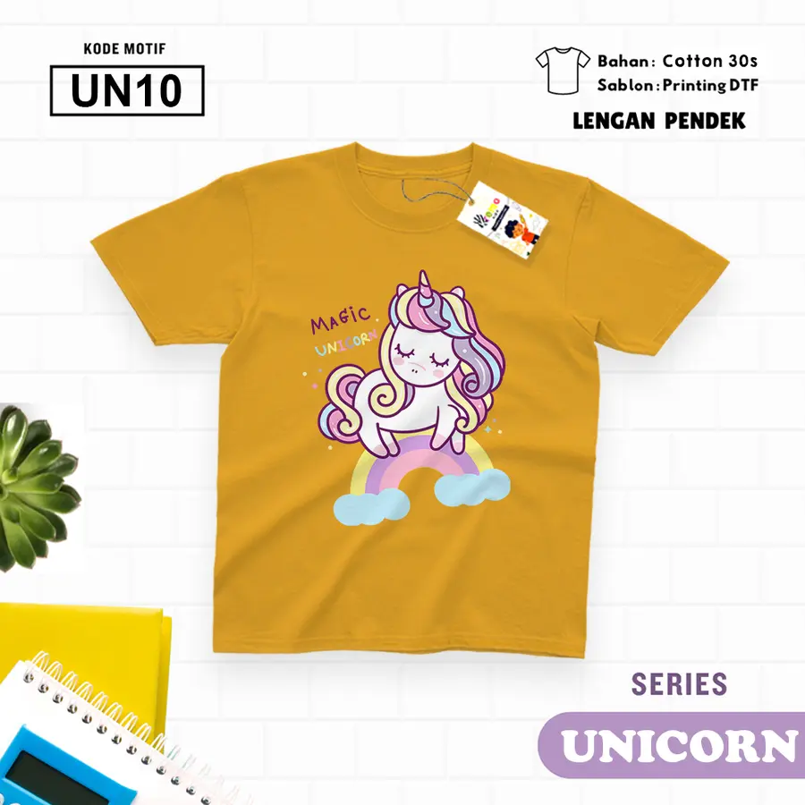 UN10 - Kaos Kids/Junior Cotton 30s Pendek [Varian: S Kids (1-2 y) / Biru Turkish]