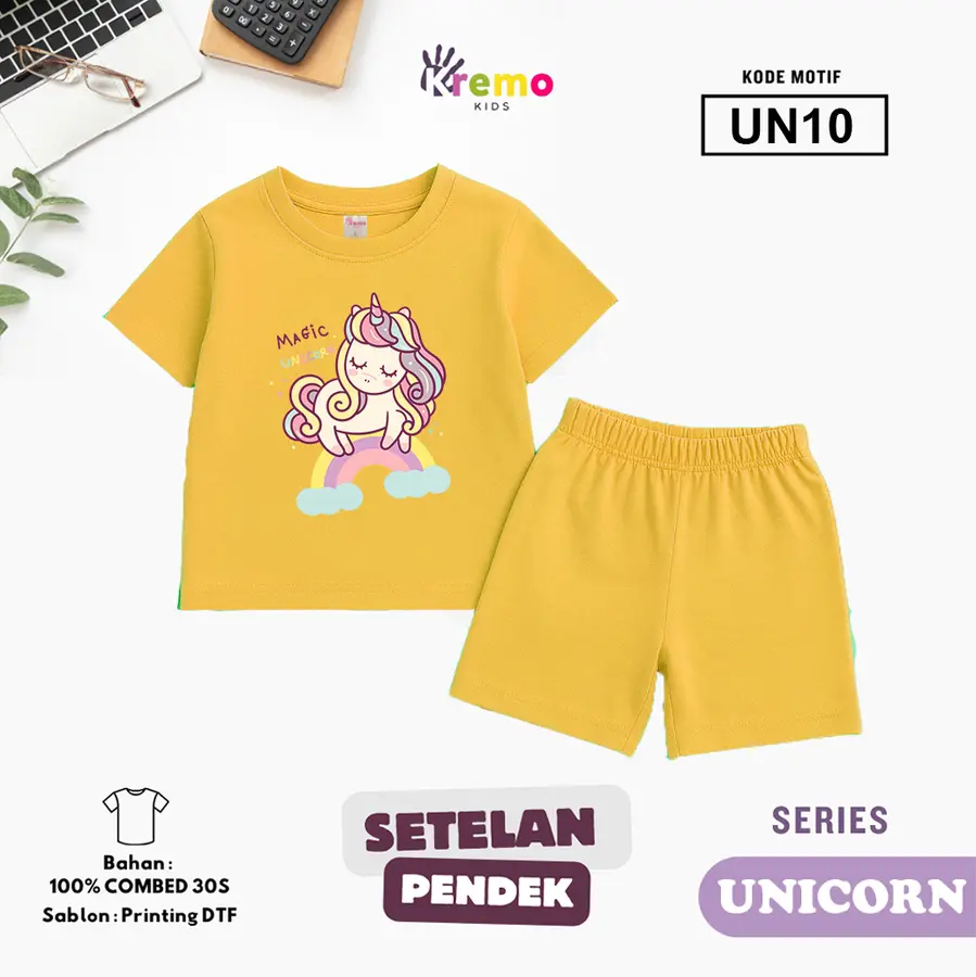 UN10 - Setelan Kids Combed 30s Pendek [Varian: S (3-4 y) / Army]