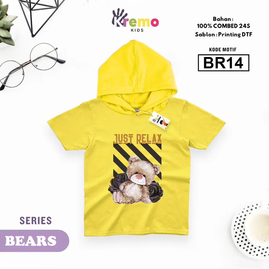 BR14 - Hoodie Kids Combed 24s Pendek [Varian: S (3-4 y) / Biru]