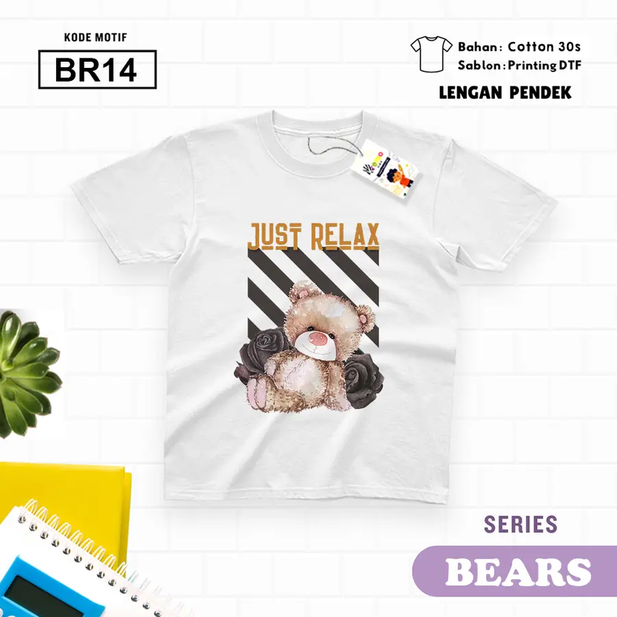 BR14 - Kaos Anak Lengan Pendek Cotton 30s Pendek [Varian: S Kids (1-2 y) / Biru Turkish]